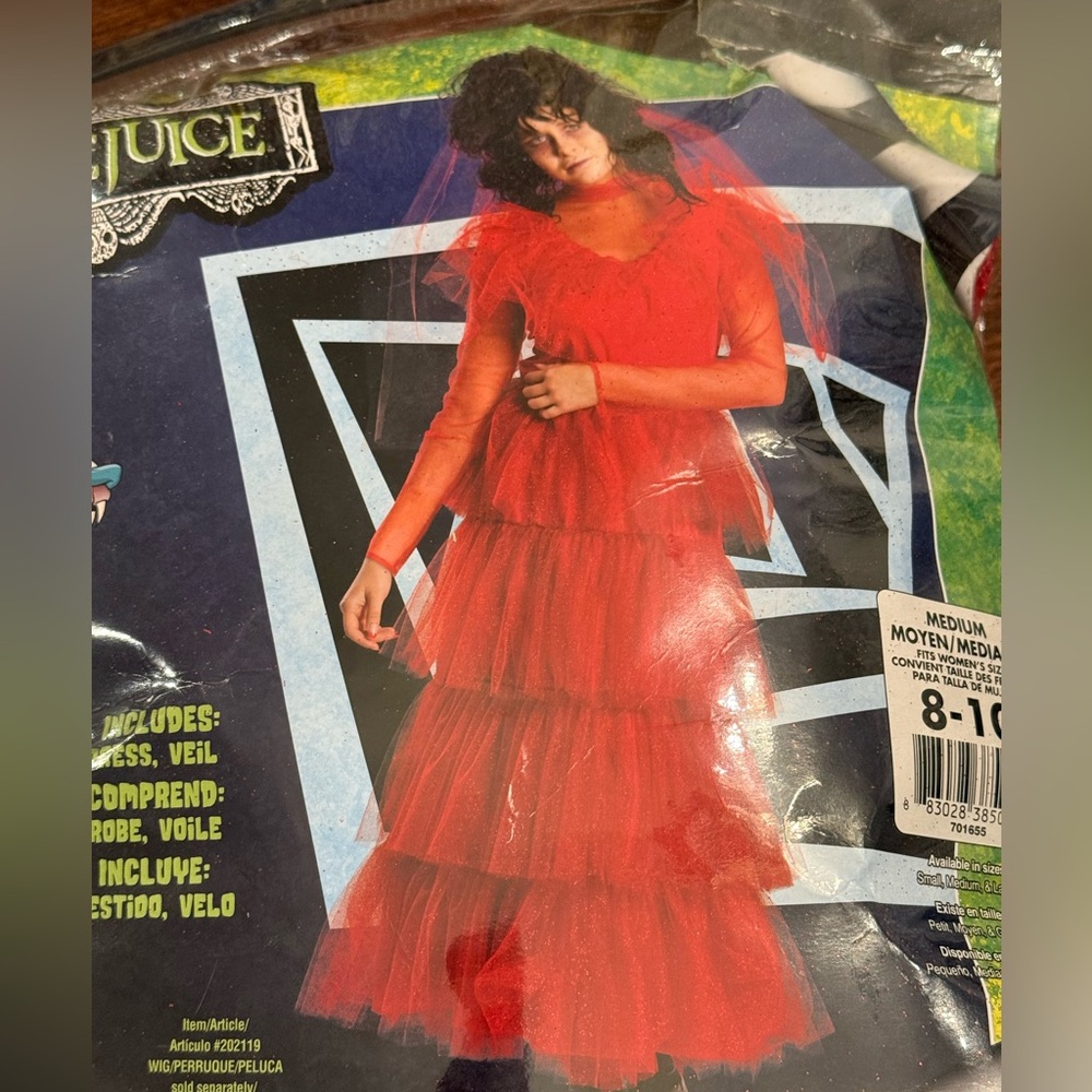 Lydia - Beetlejuice Red Wedding Dress Halloween Costume Size Medium - Picture 5 of 8